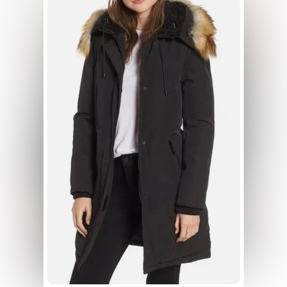 Sam Edelman down hooded faux fur trim jacket size small- NWT - Picture 3 of 7